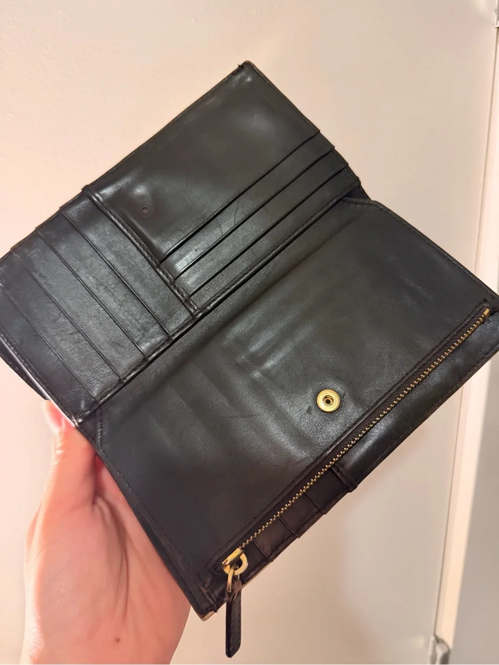 Miu Miu Croc-Embossed Beige Leather Card Holder with Gold Lock
